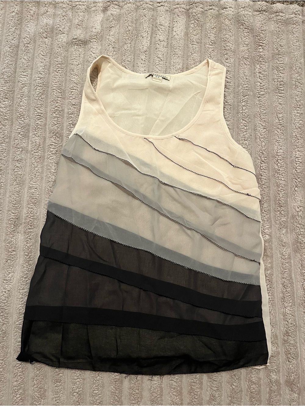 Ombre Layered Sheer Tank Top - Cream, Gray, Black